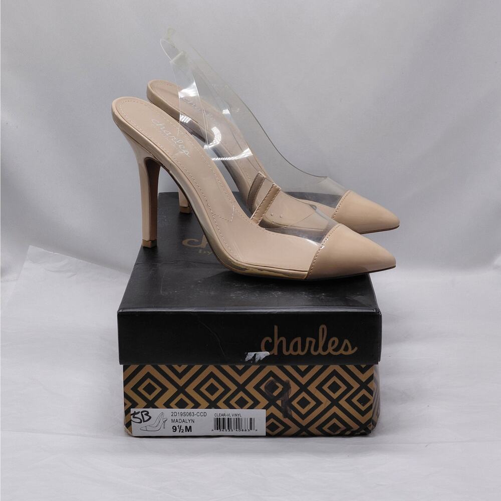 Charles by Charles David Slingback Heels Size 9.5 Nude Clear Pumps Wedding Party